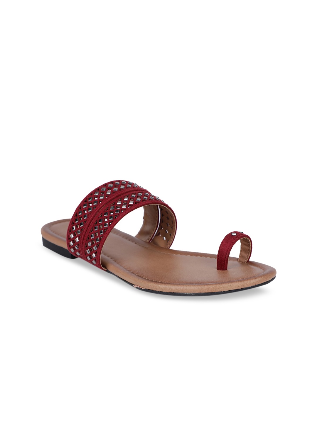 

Bata Women Maroon Embellished PU One Toe Flats