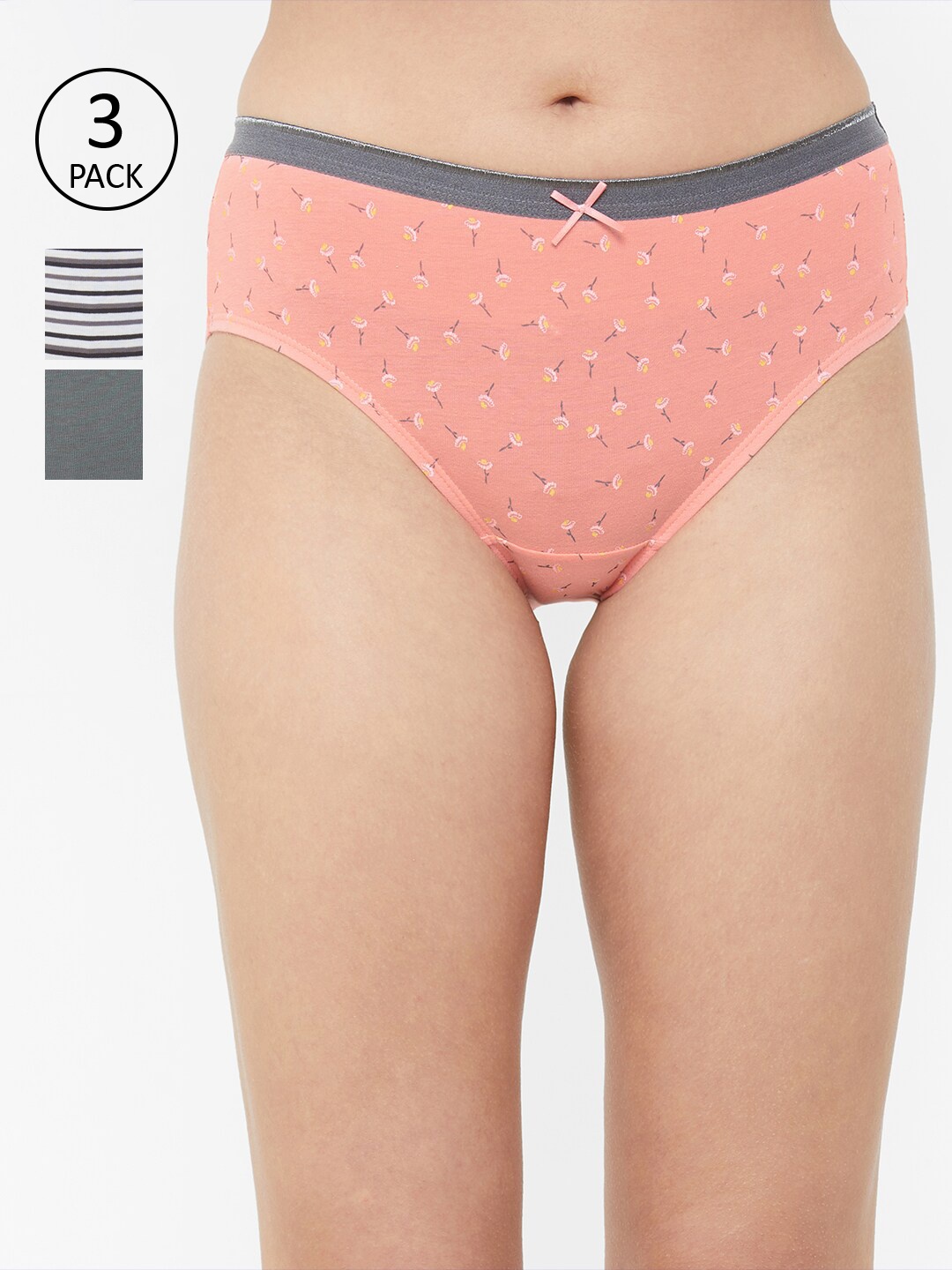 

Soie Women Pack Of 3 Hipster Briefs 3FCB-17PACK, Peach