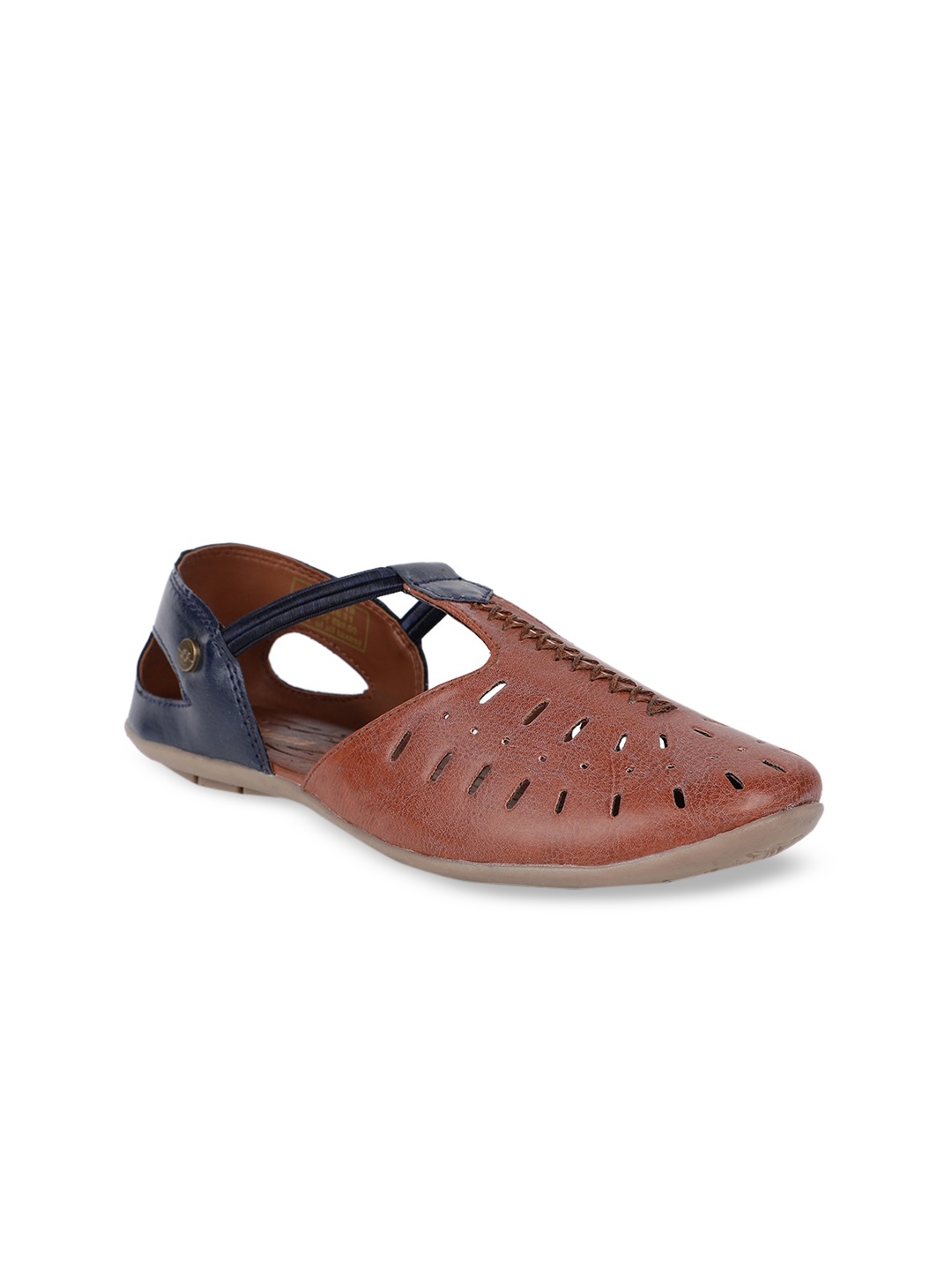 

Bata Women Brown Colourblocked Laser Cut PU Ballerinas