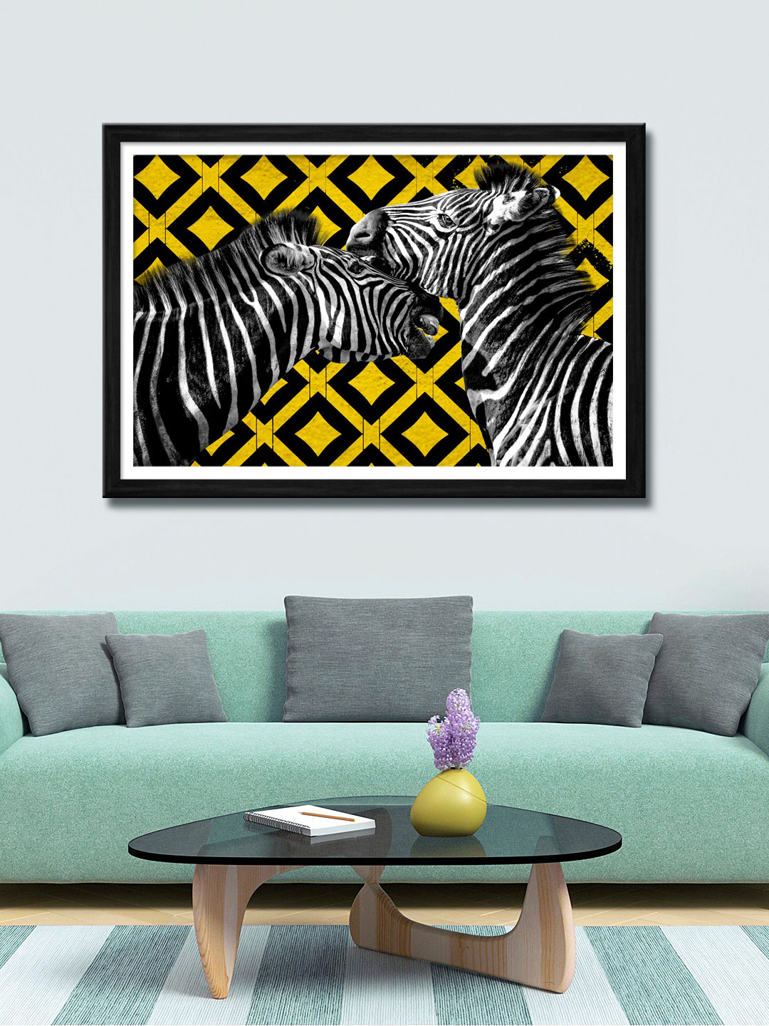 

999Store Yellow & Black Two Zebra Canvas Wall Art