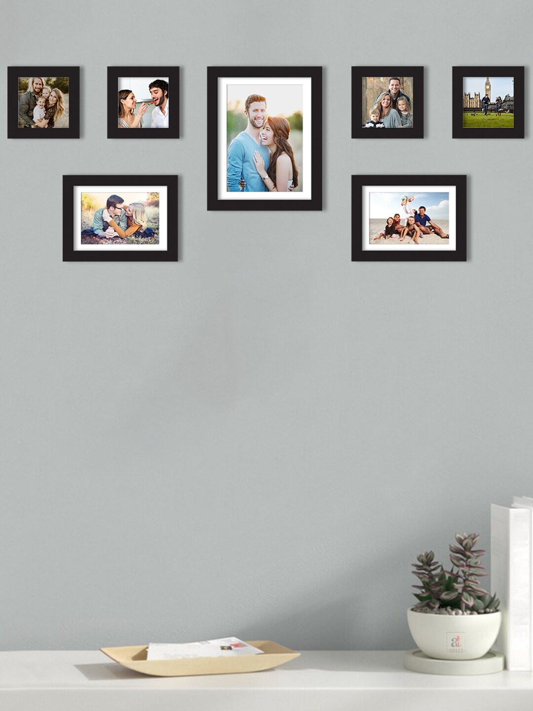 

Art Street Set Of 7 Black Solid Individual Wall Photo Frames