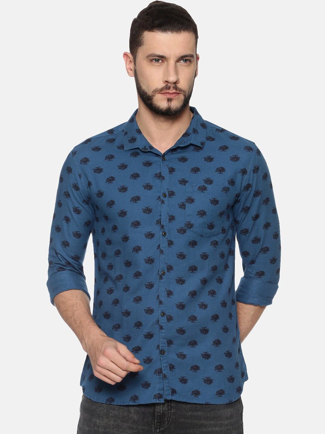 

SHOWOFF Men Blue Slim Fit Printed Casual Shirt