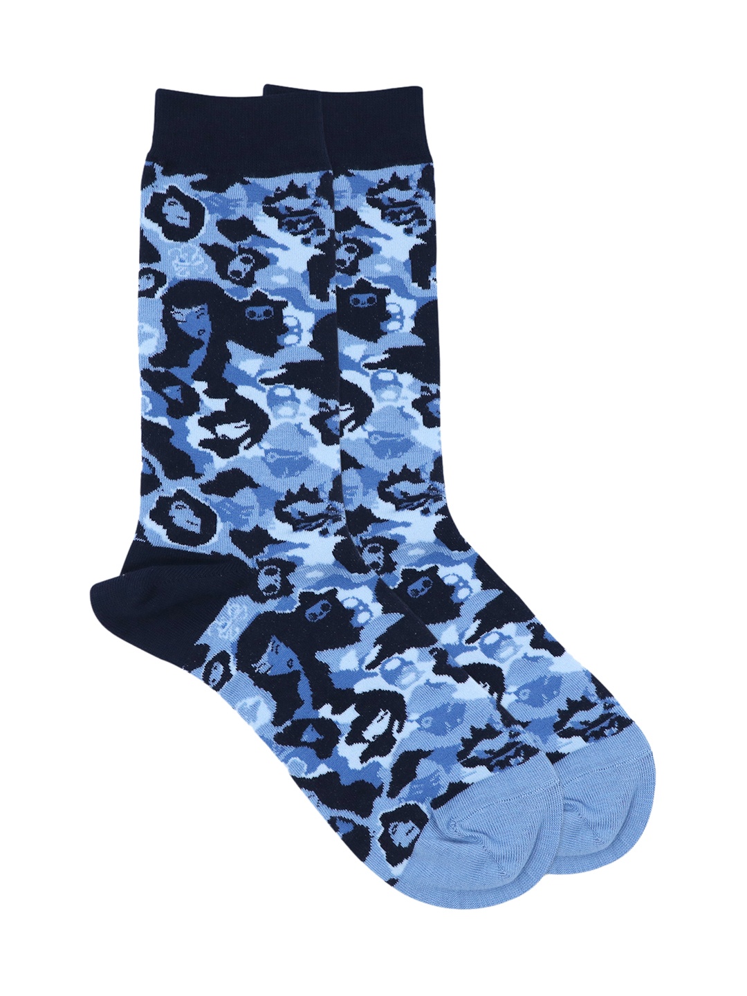 

Balenzia x Tokidoki Men Blue & Black Camo Patterned Calf-Length Socks