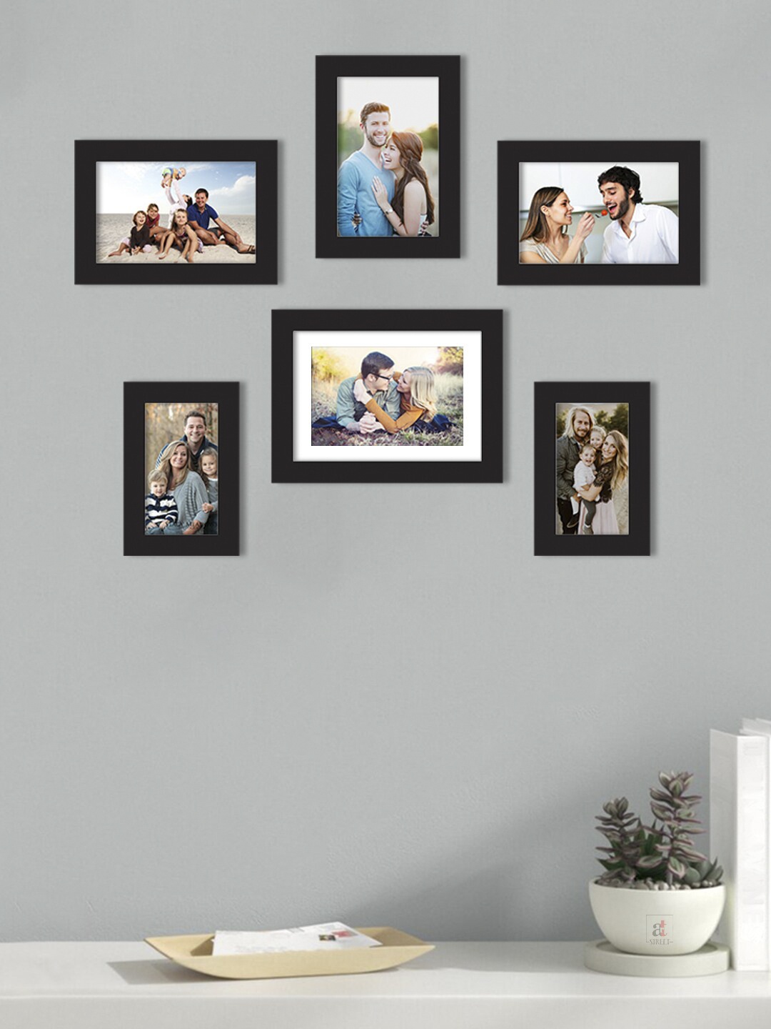 Art Street Set Of 6 Black Solid Individual Wall Photo Frames