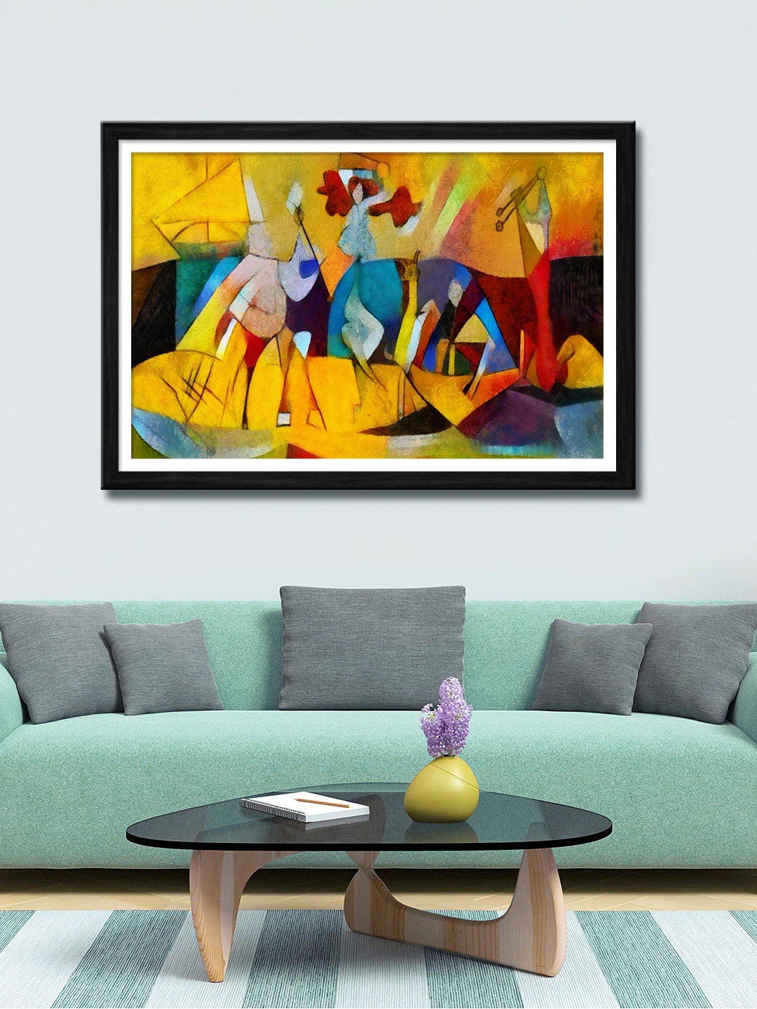 

999Store Yellow & Blue Abstract Canvas Wall Art