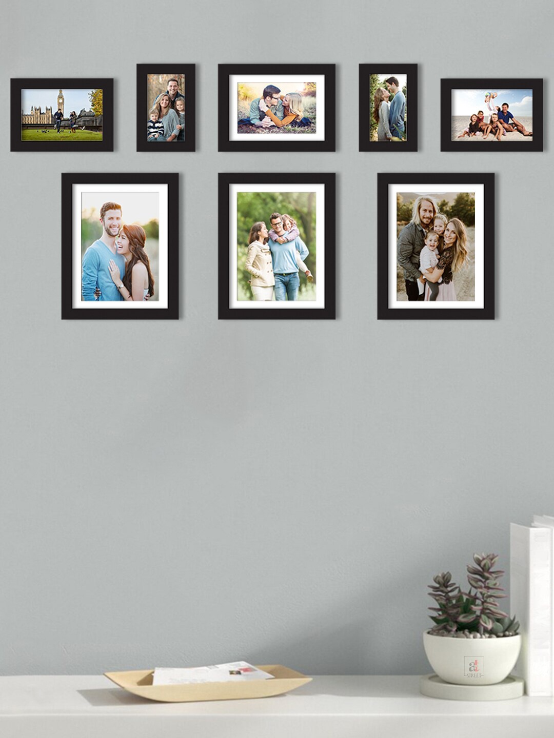

Art Street Set Of 8 Black Solid Individual Wall Photo Frames