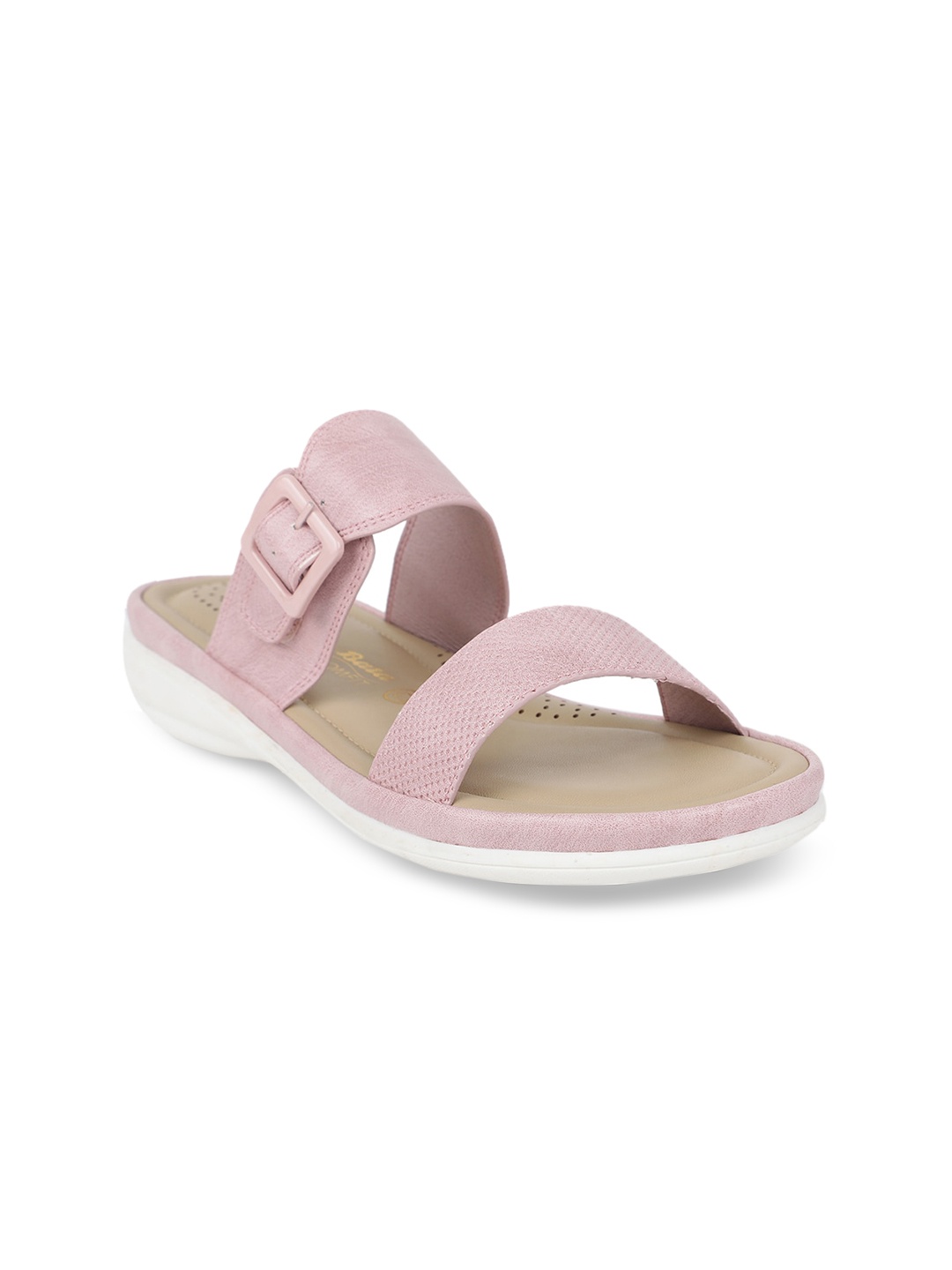 

Bata Women Pink Solid PU Open Toe Flats