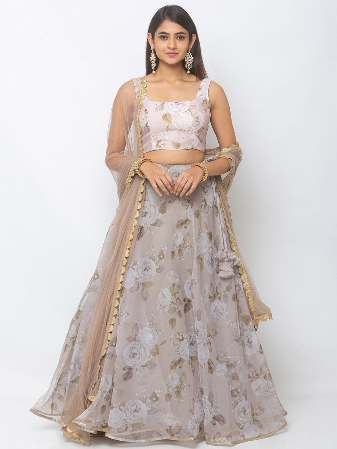 

6Y COLLECTIVE Grey Ready to Wear Lehenga & Blouse with Dupatta