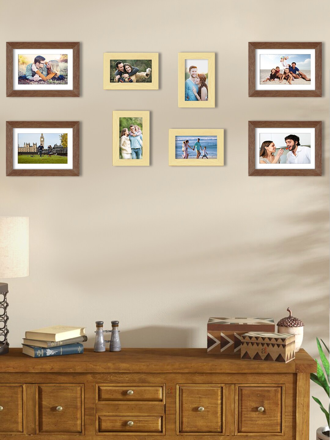 

Art Street Set Of 8 Solid Individual Wall Photo Frames, Beige