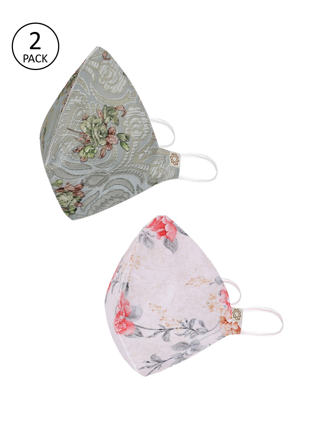 

VASTRAMAY Unisex Pink & Green Pack of 2 Reusable 4-Ply Cloth Masks