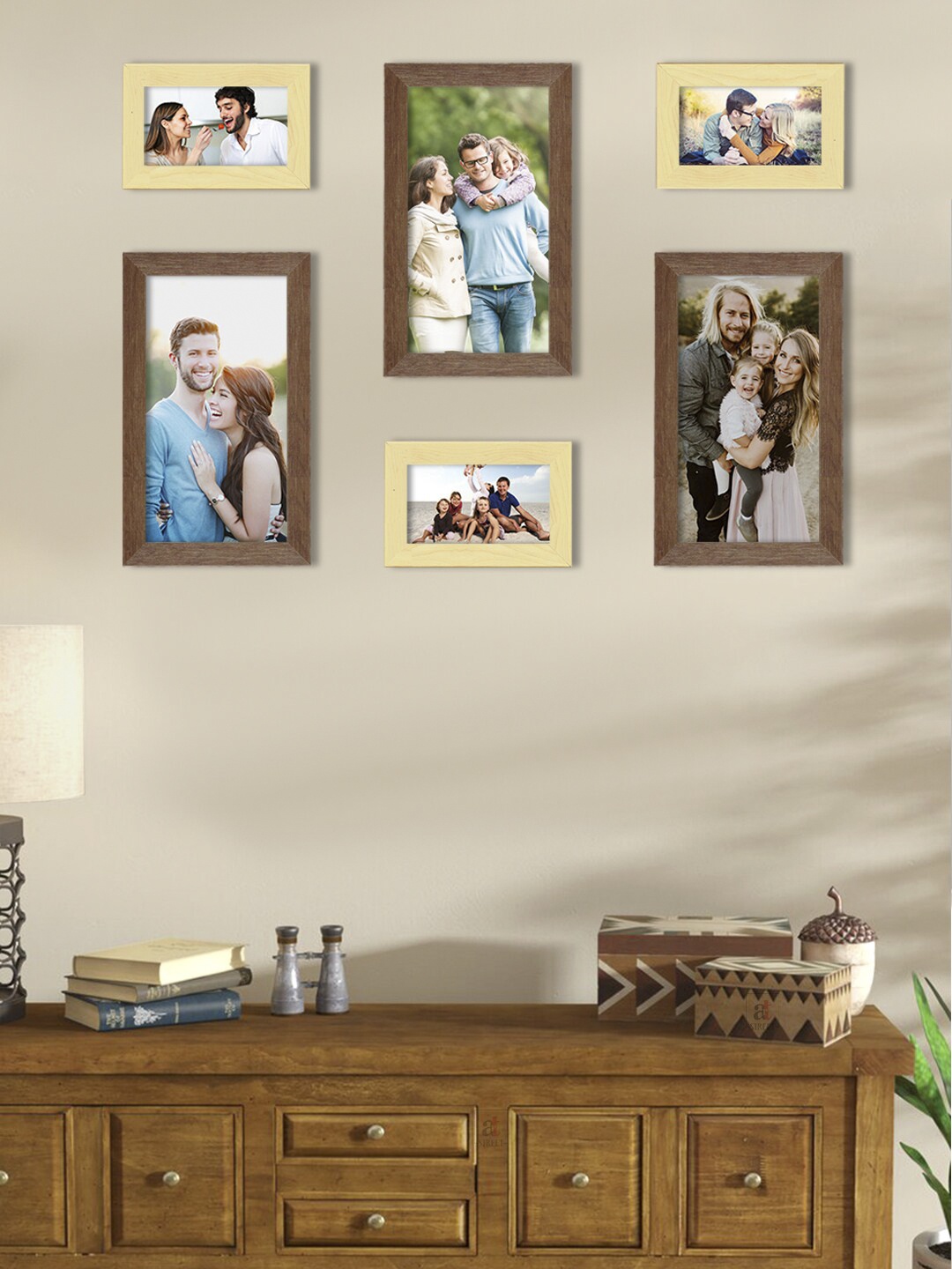 

Art Street Set Of 6 Solid Individual Wall Photo Frames, Brown