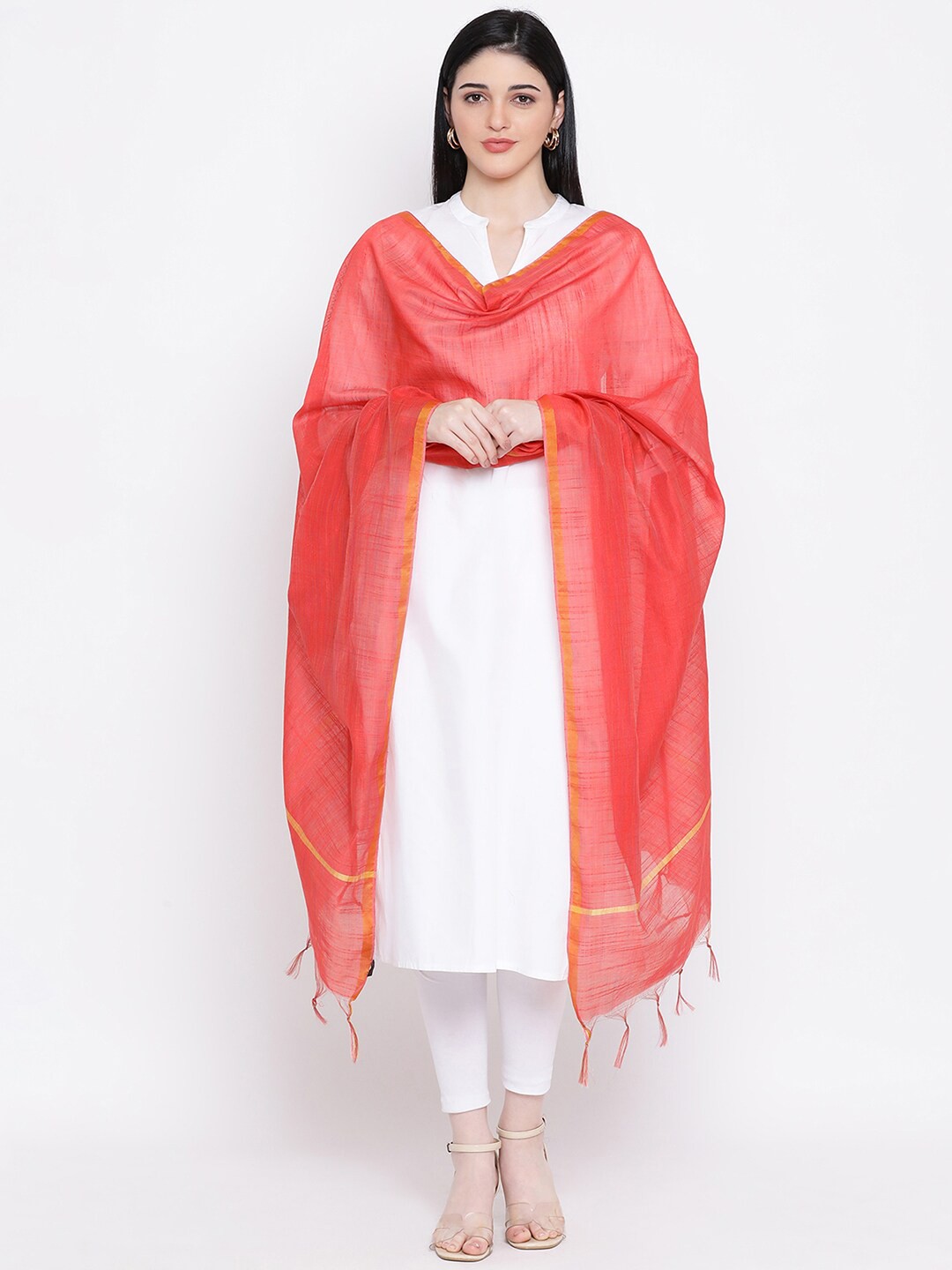 

SHINGORA Red Solid Dupatta