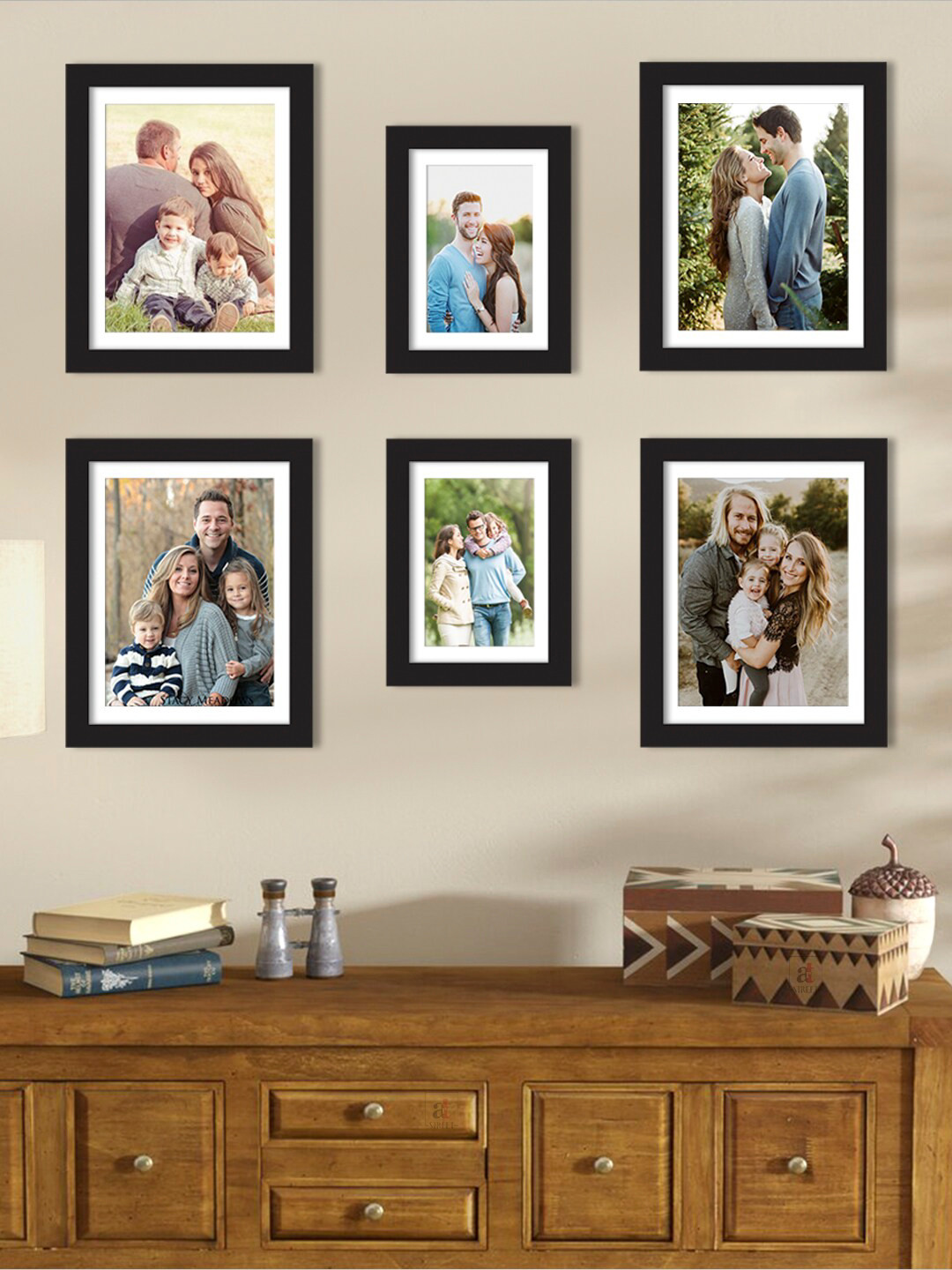 

Art Street Set Of 6 Black Solid Individual Wall Photo Frames