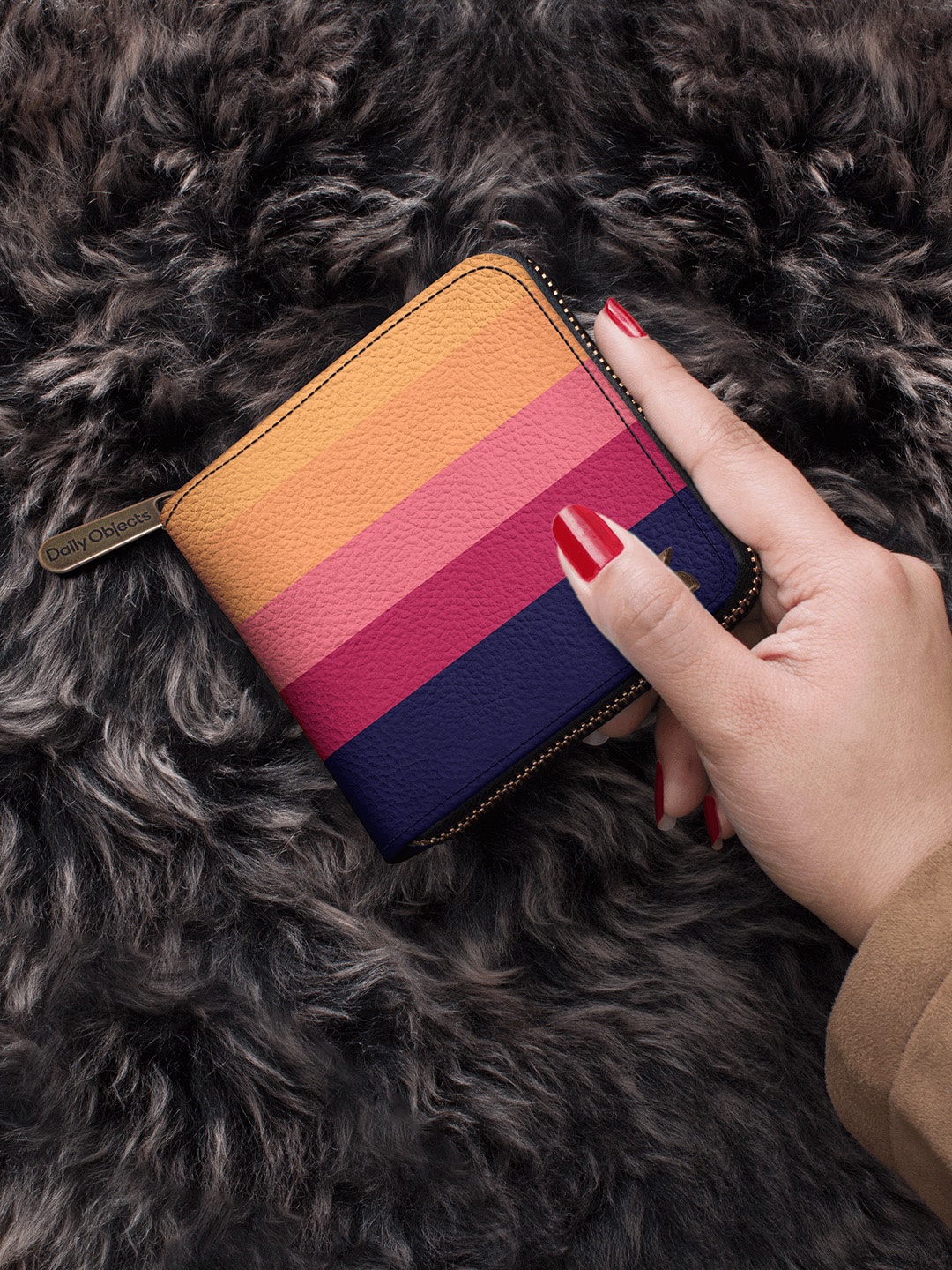 

DailyObjects Women Blue & Orange Striped Zip Around Wallet