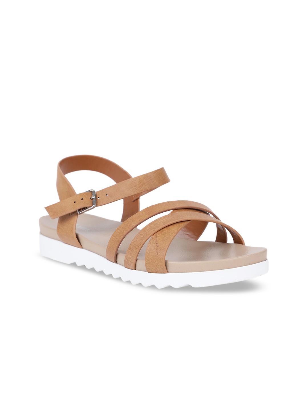 

Bata Women Brown Solid PU Open Toe Flats