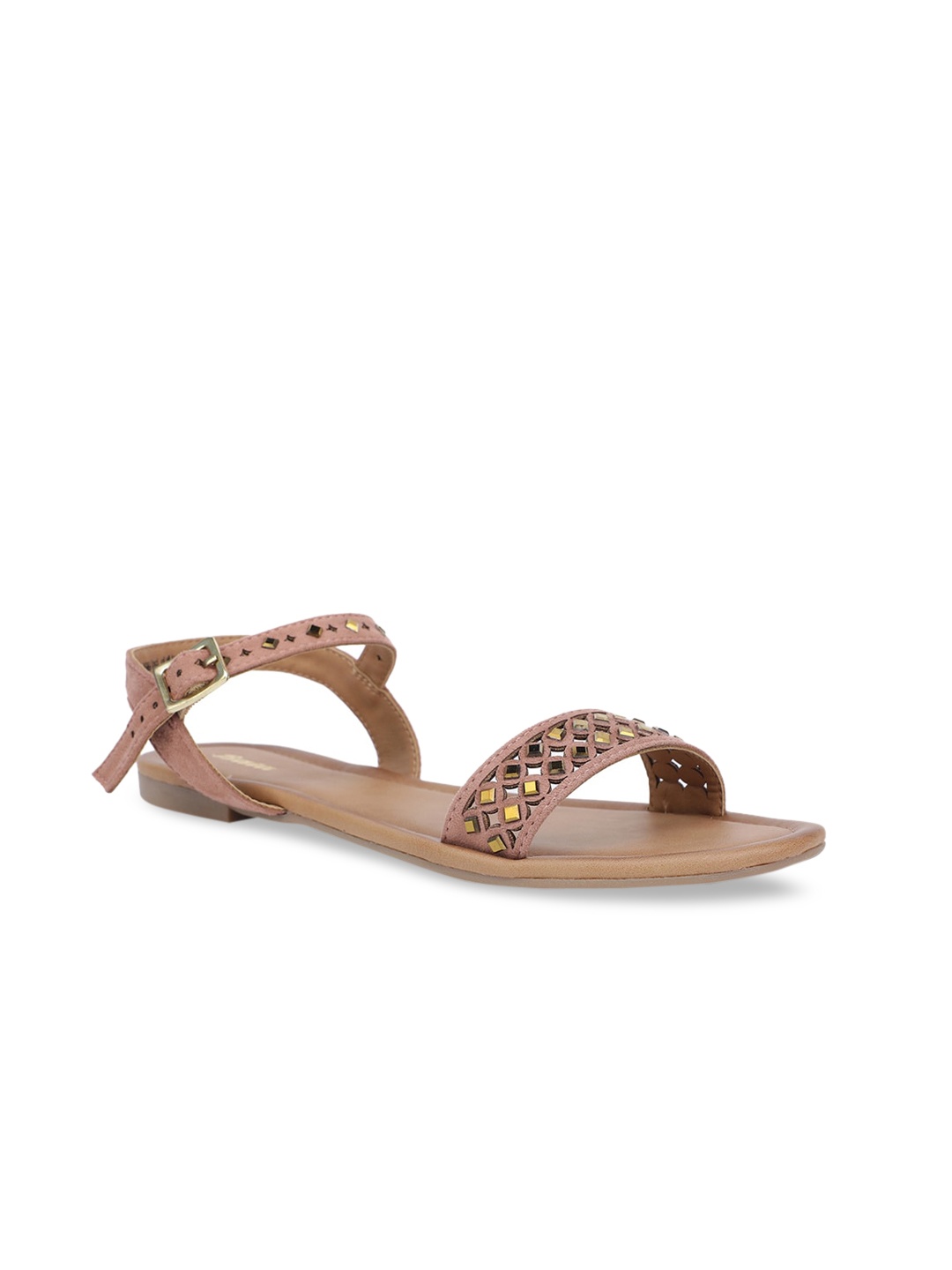 Bata Women Beige Embellished PU Open Toe Flats