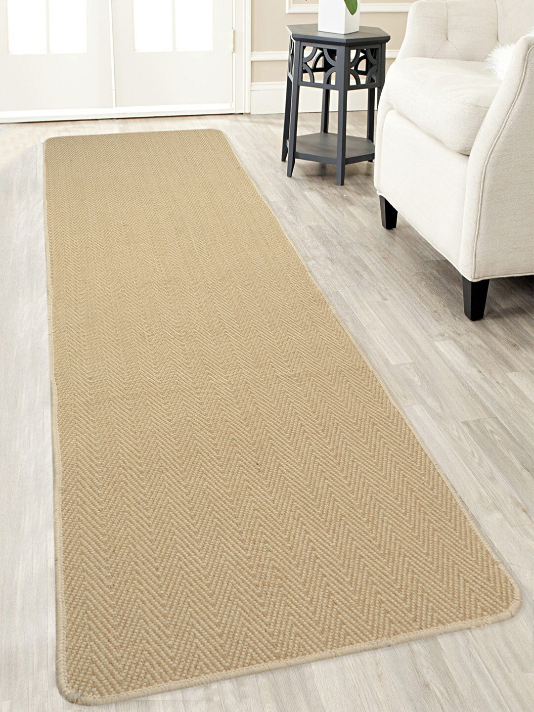 

Saral Home Beige Geometric Handloom Made Anti-Skid Floor Runner