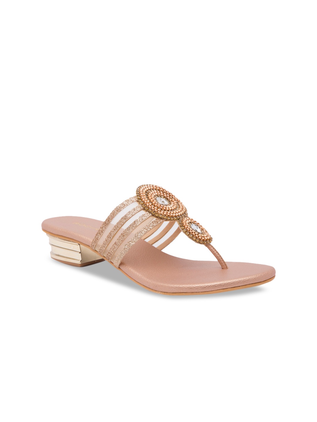 

Rocia Women Champagne Textured Embellished Heels