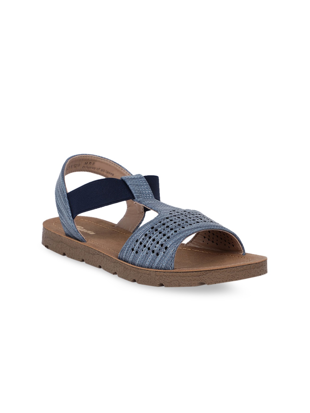 

Bata Women Blue Laser Cut PU Open Toe Flats