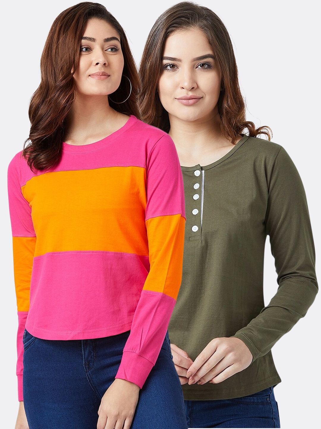 

The Dry State Women Pack Of 2 Round Neck T-shirts, Pink