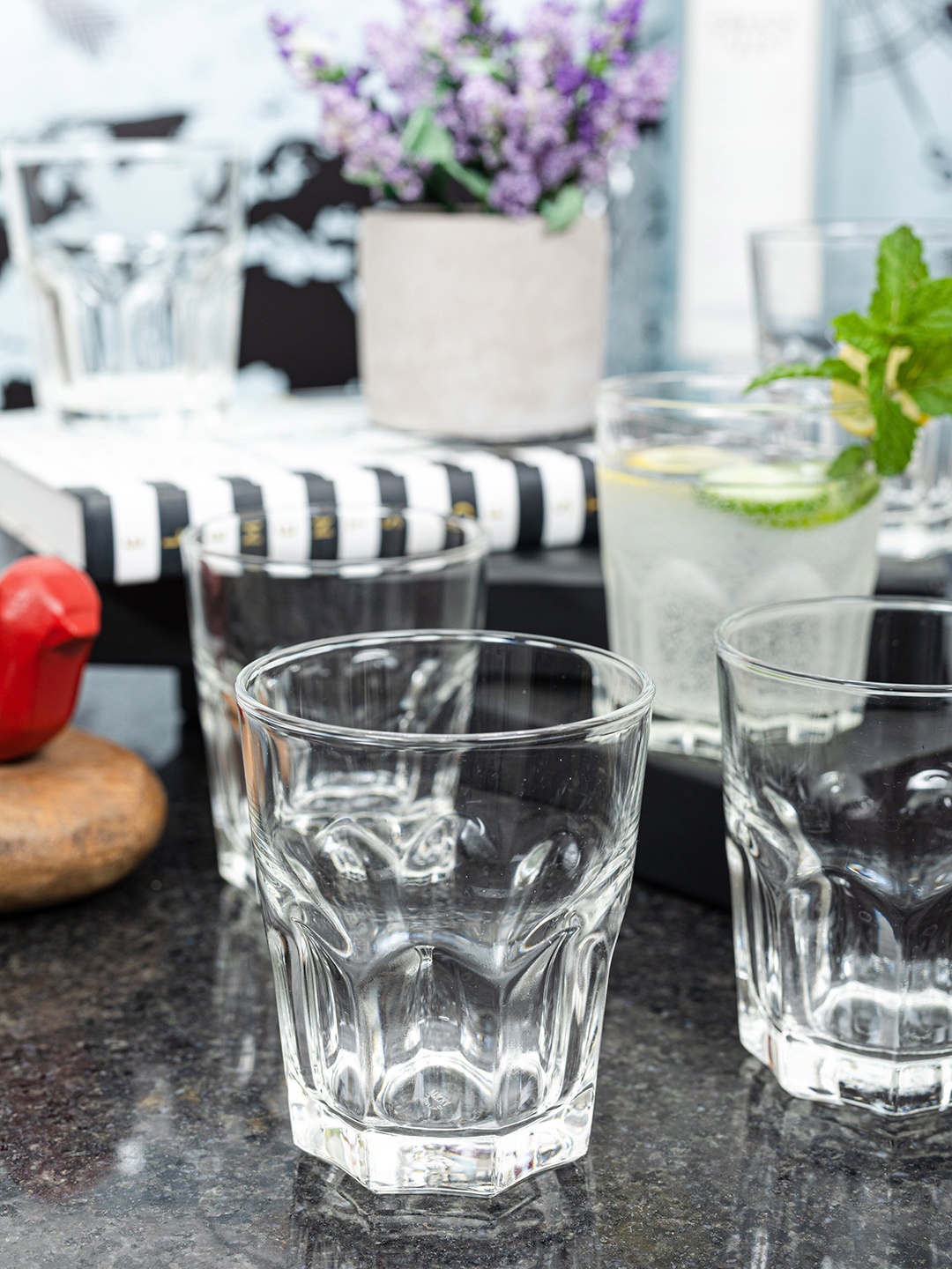 

GOODHOMES Set of 6 Transparent Solid Lucky Glass Tumblers