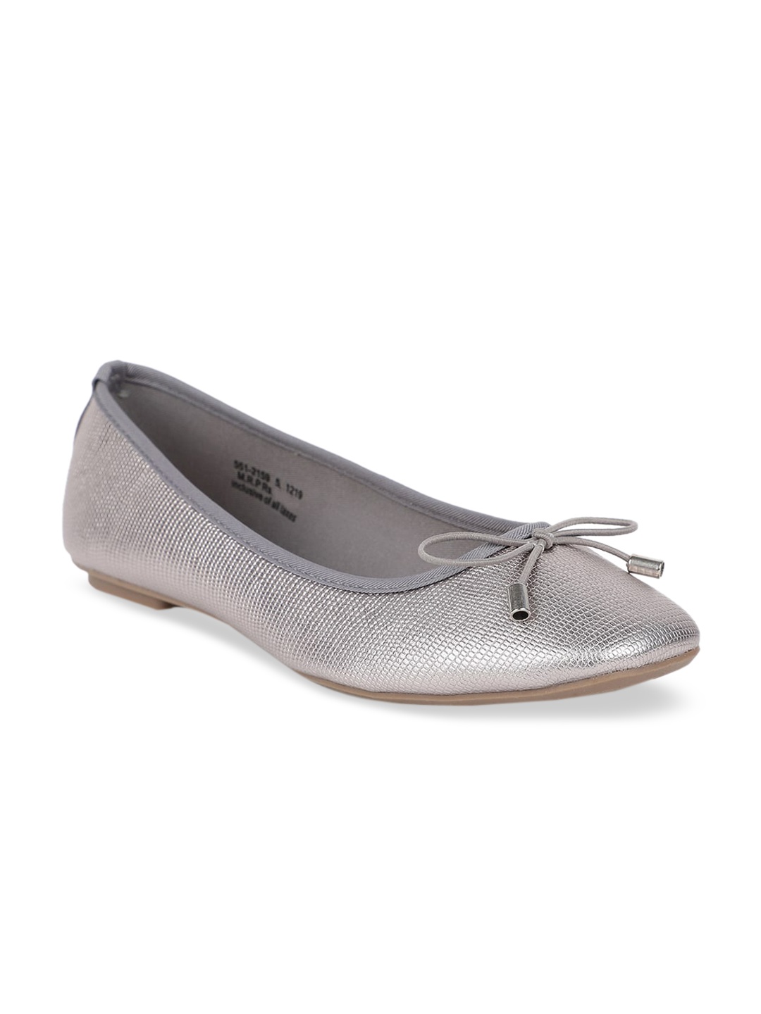 

Bata Women Silver-Toned Solid Ballerinas