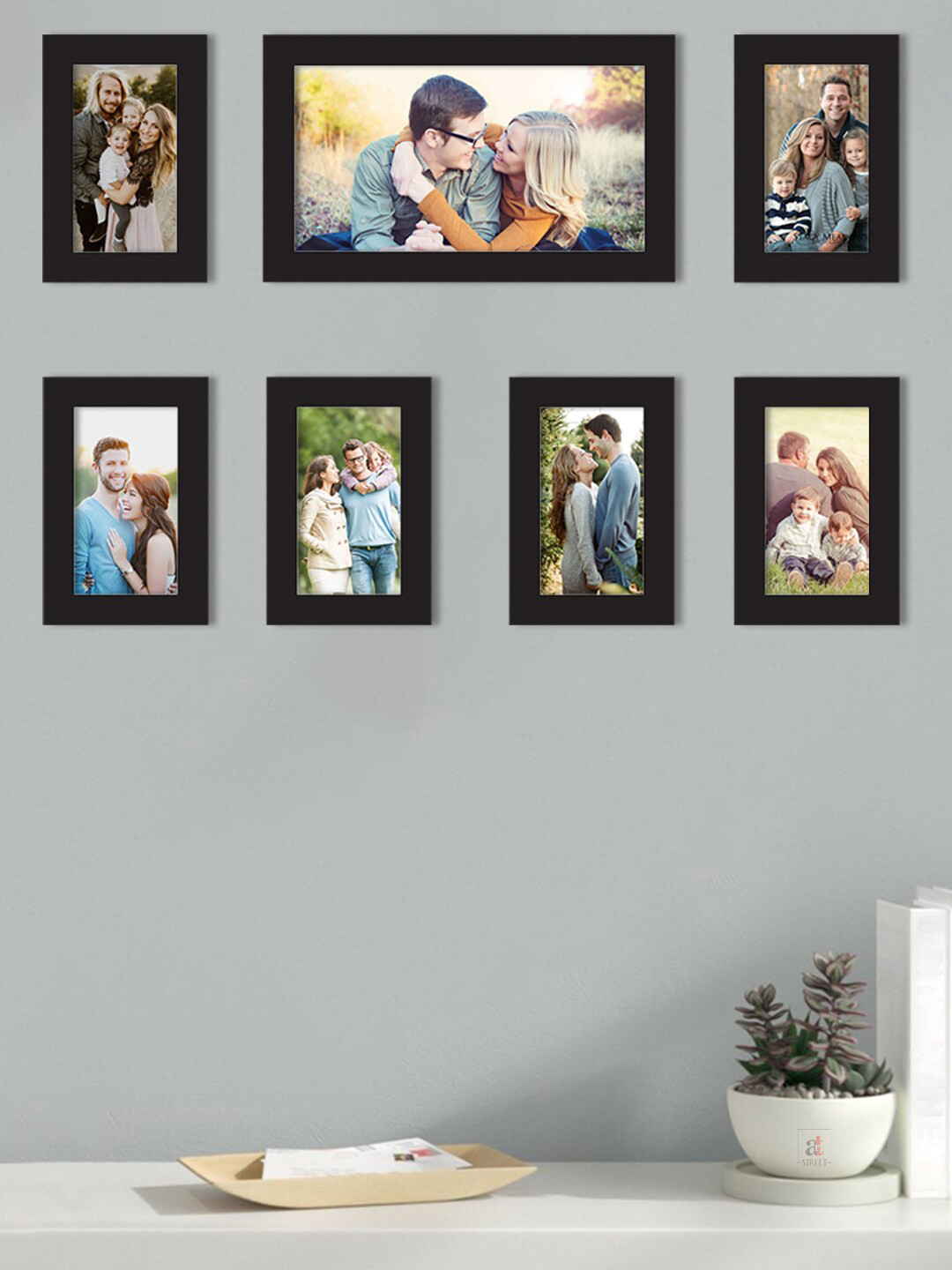 

Art Street Set Of 7 Black Solid Individual Wall Photo Frames
