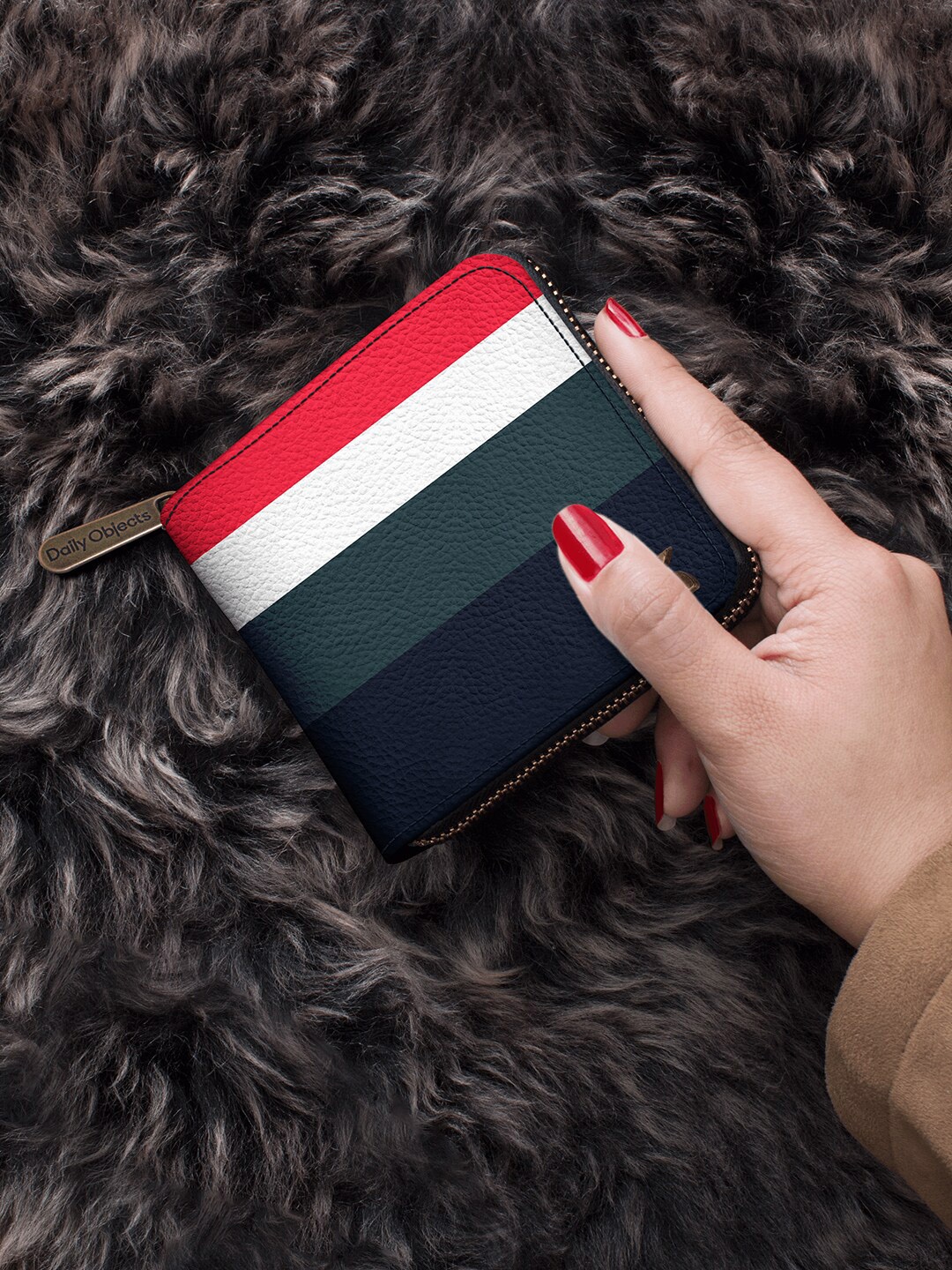 

DailyObjects Women Red & White Striped Zip Around Wallet