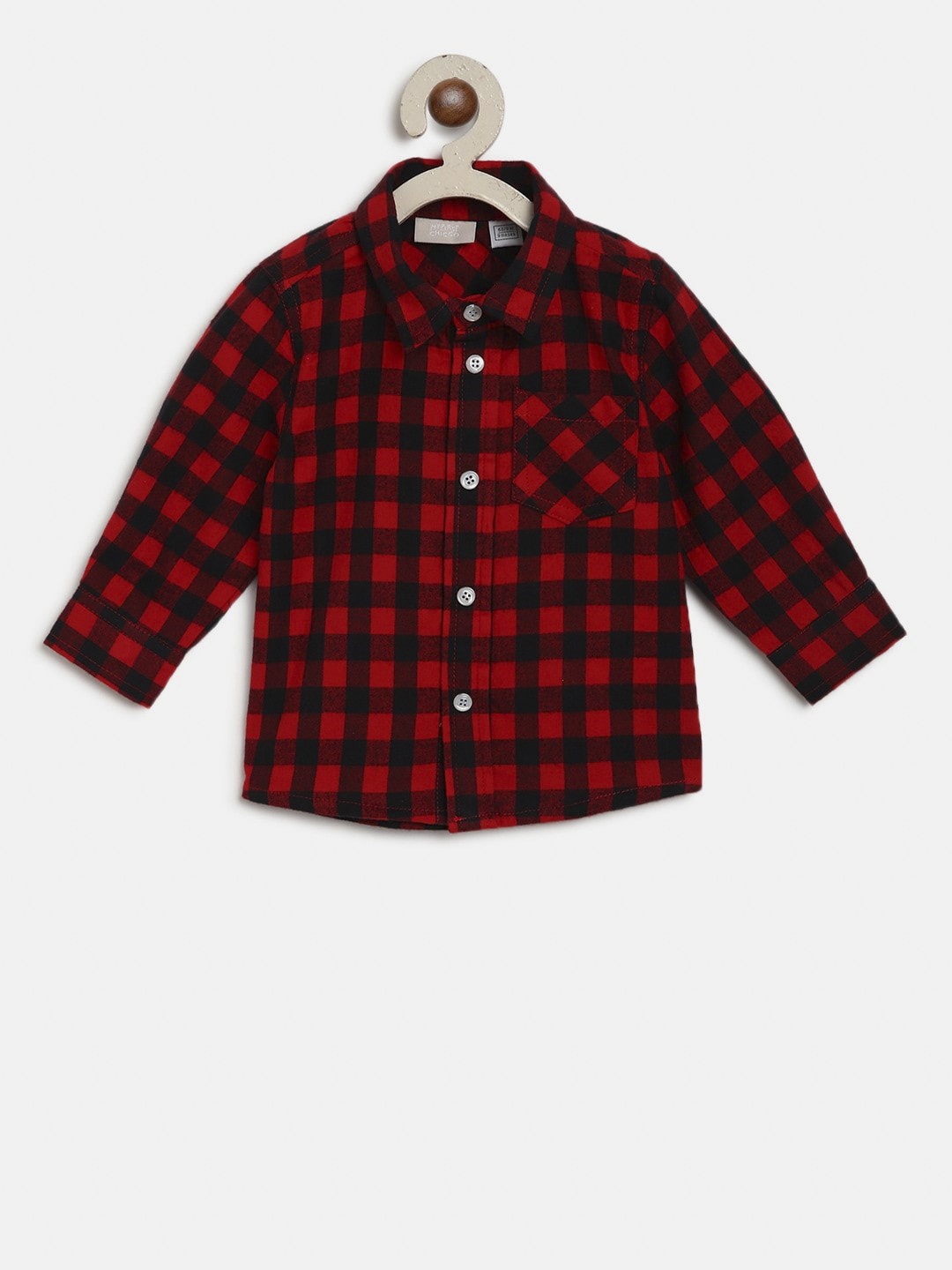 Chicco Boys Red & Black Regular Fit Checked Casual Shirt