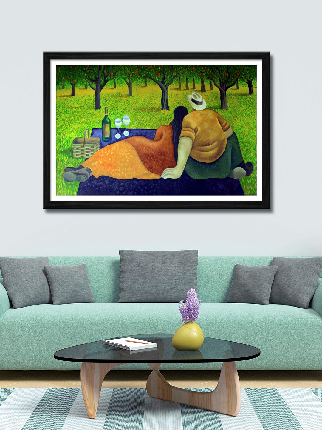 

999Store Green & Brown Abstract Canvas Painting Wall Art