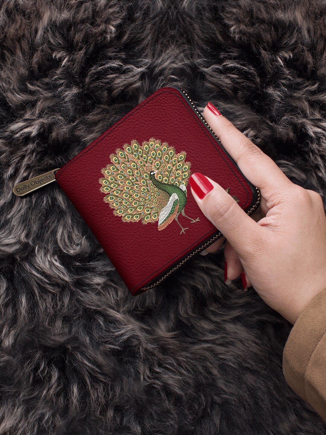 

DailyObjects Women Maroon Printed Zip Around Wallet