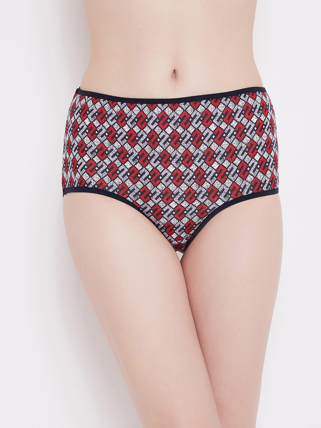 

Clovia Women Red & Grey Printed Hipster Briefs PN3318F04