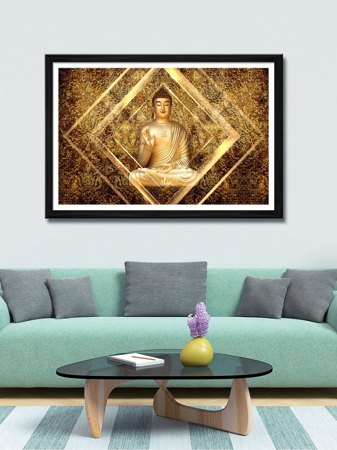 

999Store Gold-Toned Lord Buddha Canvas Wall Art