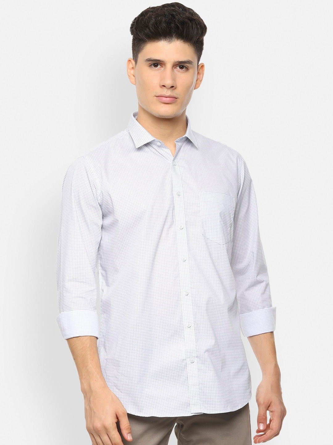 

Van Heusen Men White Slim Fit Printed Casual Shirt