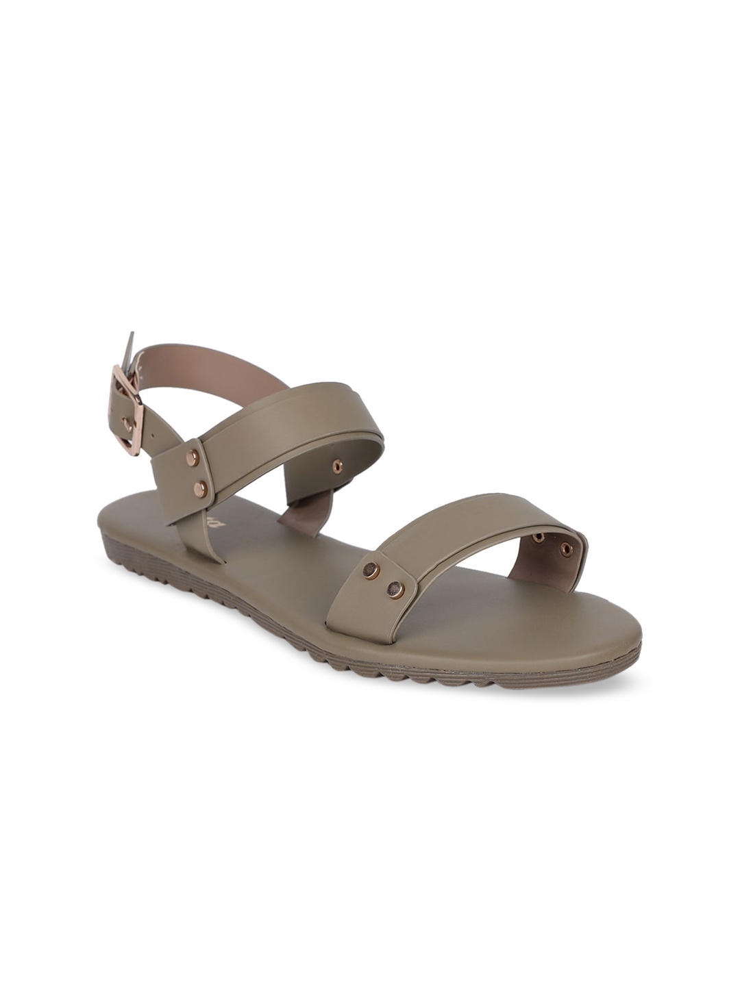 

Bata Women Beige Solid PU Open Toe Flats