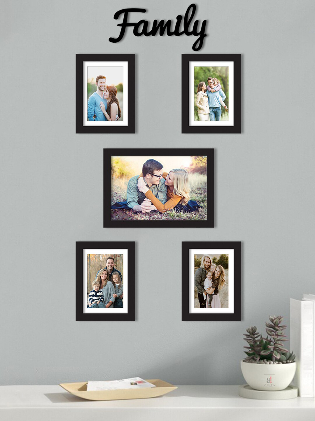 

Art Street Set Of 5 Black Solid Individual Wall Photo Frames