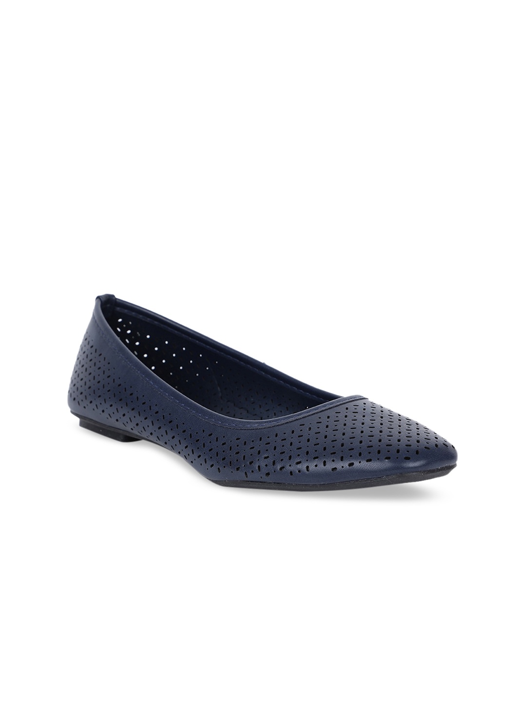

Bata Women Navy Blue Laser Cut PU Ballerinas