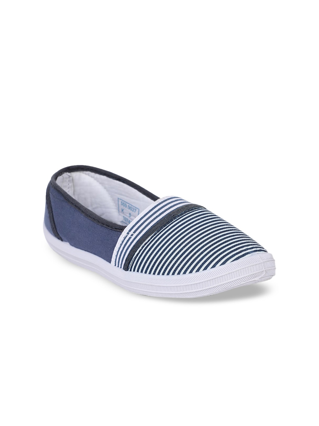 Bata Women Blue & White Striped Slip-On Sneakers