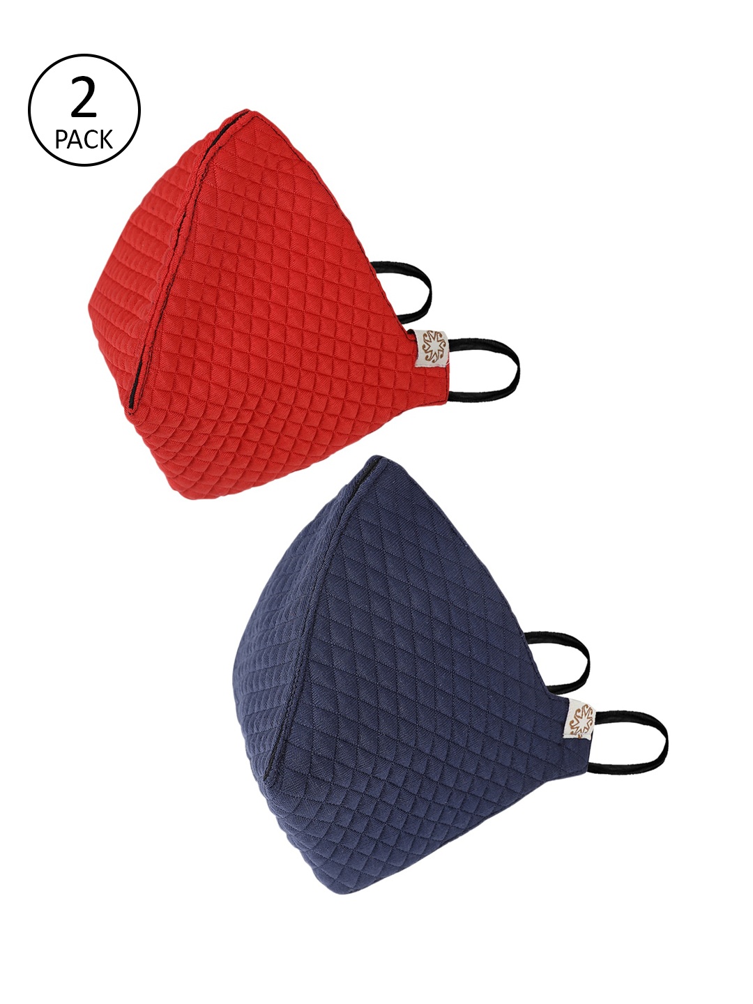 

VASTRAMAY Unisex 2 Pcs Solid 4-Ply Anti-Pollution Reusable Cloth Masks, Navy blue