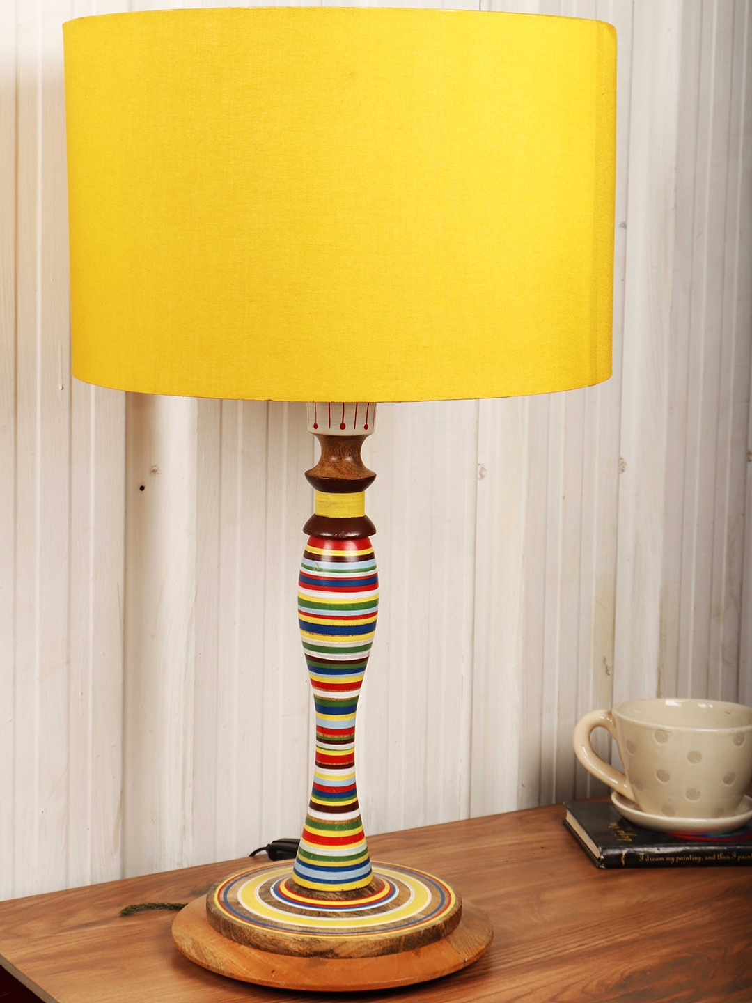 Grated Ginger Yellow Solid Bedside Standard Table Lamp with Shade