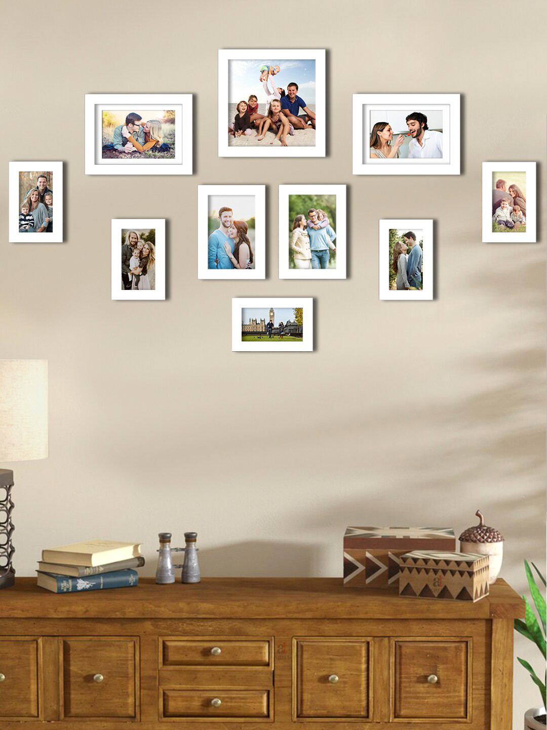 

Art Street Set Of 10 White Solid Individual Wall Photo Frames