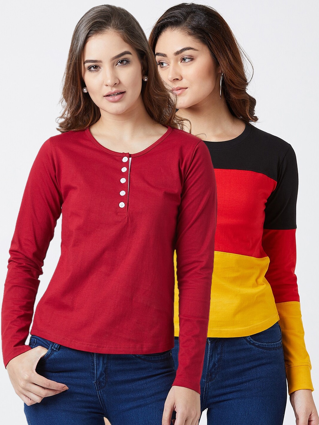 

The Dry State Women Pack Of 2 Round Neck T-shirts, Red