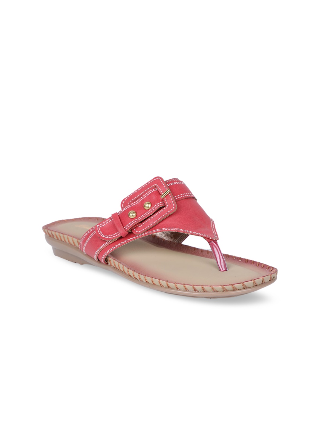 

Bata Women Red Solid PU Open Toe Flats