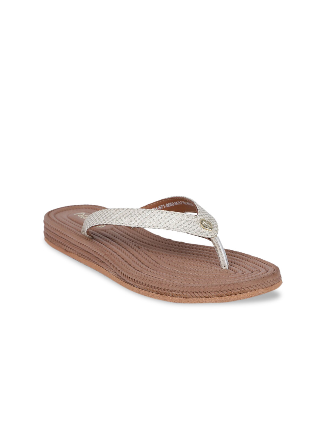 

Bata Women Beige Textured Open Toe Flats