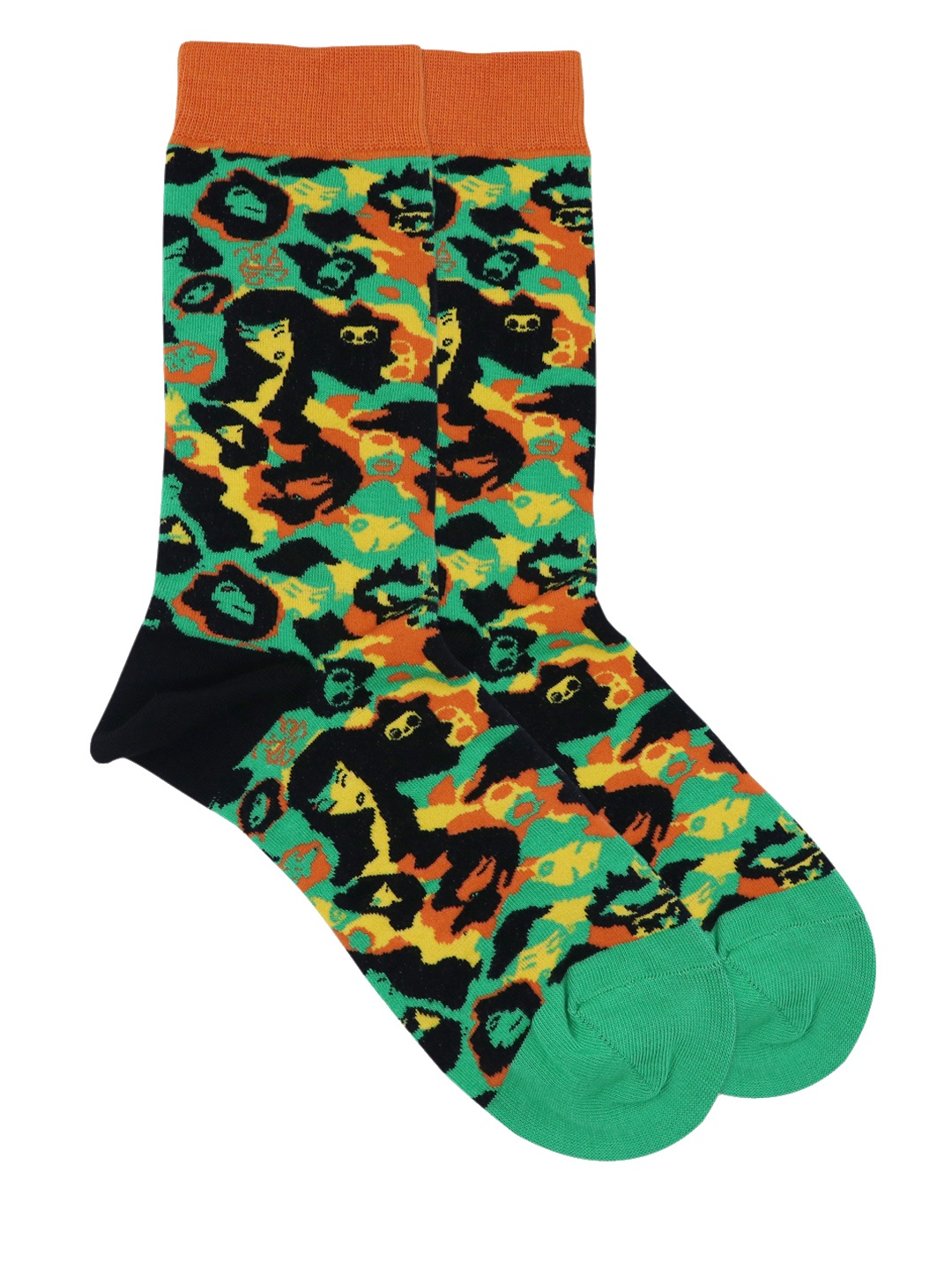 

Balenzia x Tokidoki Men Green & Black Patterned Calf-Length Socks
