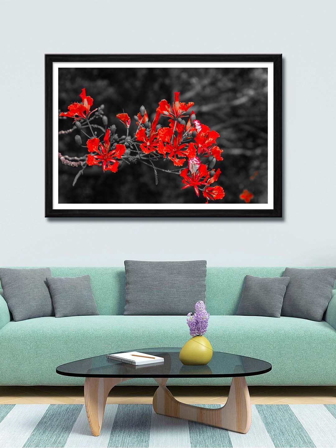 

999Store Black & Red Flower Canvas Wall Art