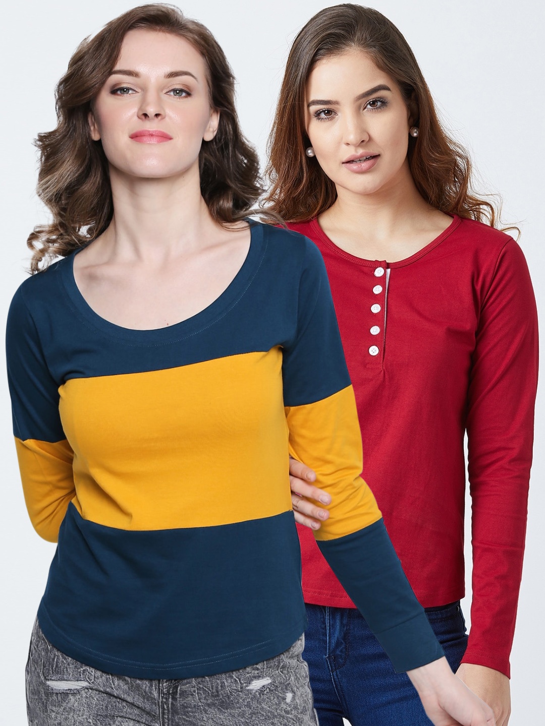 

The Dry State Women Pack Of 2 Round Neck T-shirt, Red
