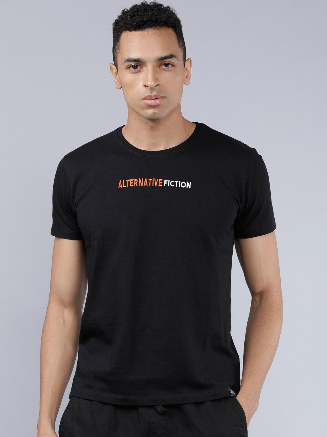 

LOCOMOTIVE Men Black Printed Round Neck T-shirt