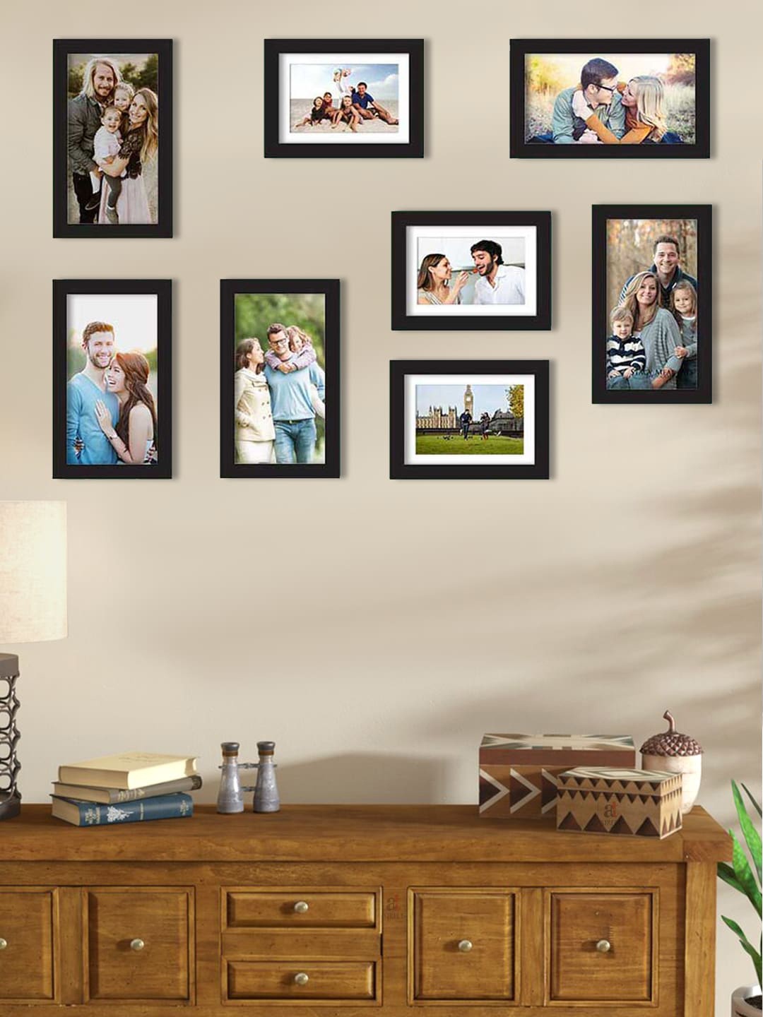 

Art Street Set Of 8 Black Solid Individual Wall Photo Frames