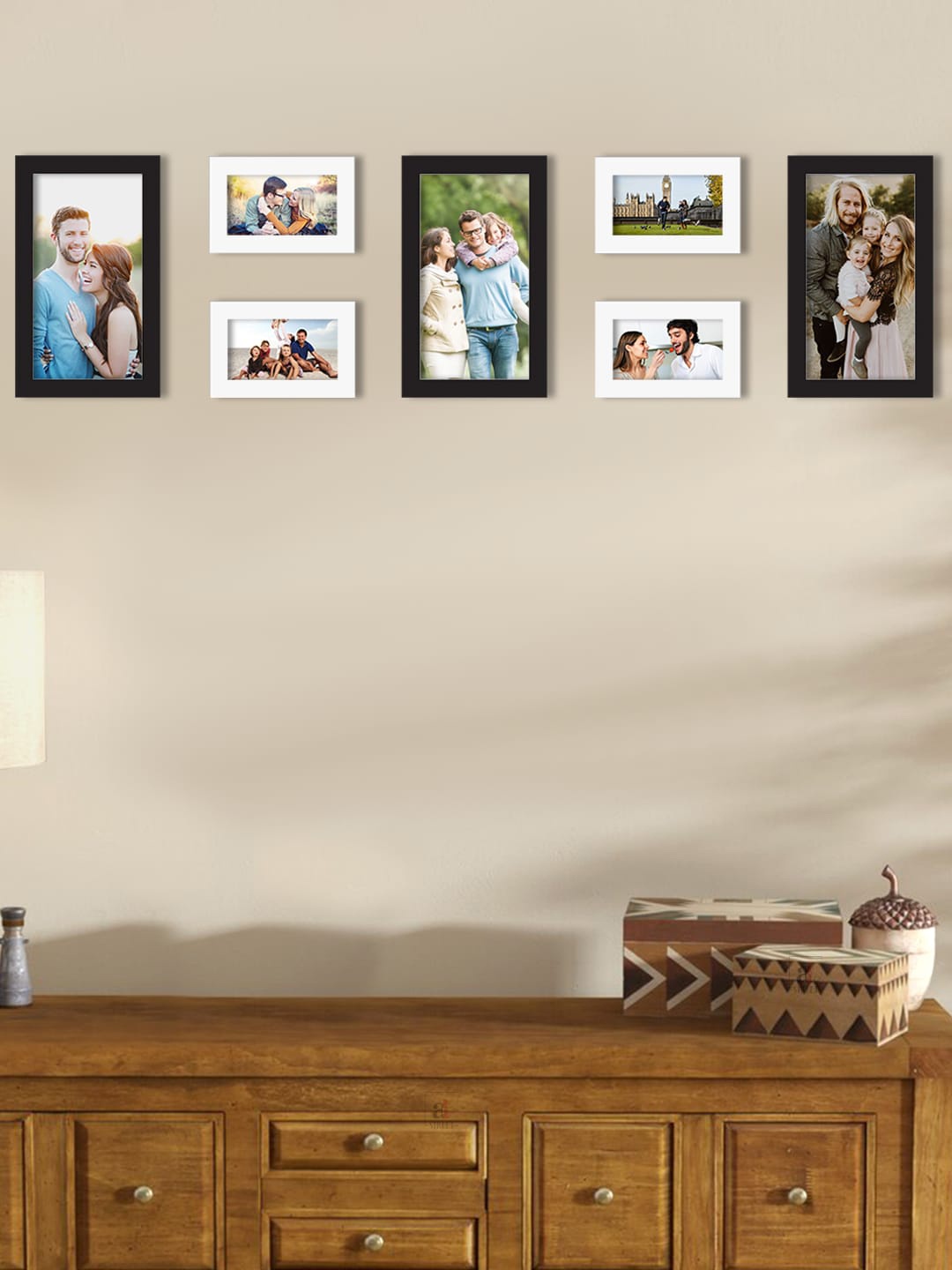 

Art Street Set Of 7 Solid Individual Wall Photo Frames, White